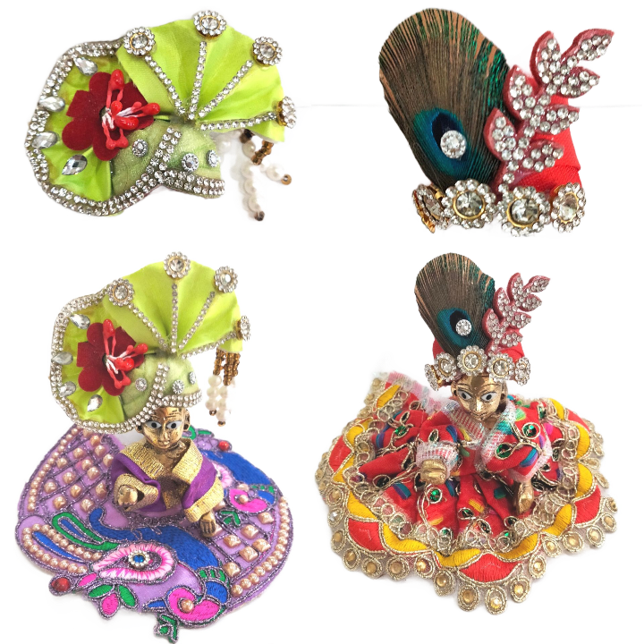 Adorno para la cabeza | Designer Crown for god | Designer Mukut for pooja (size 1)