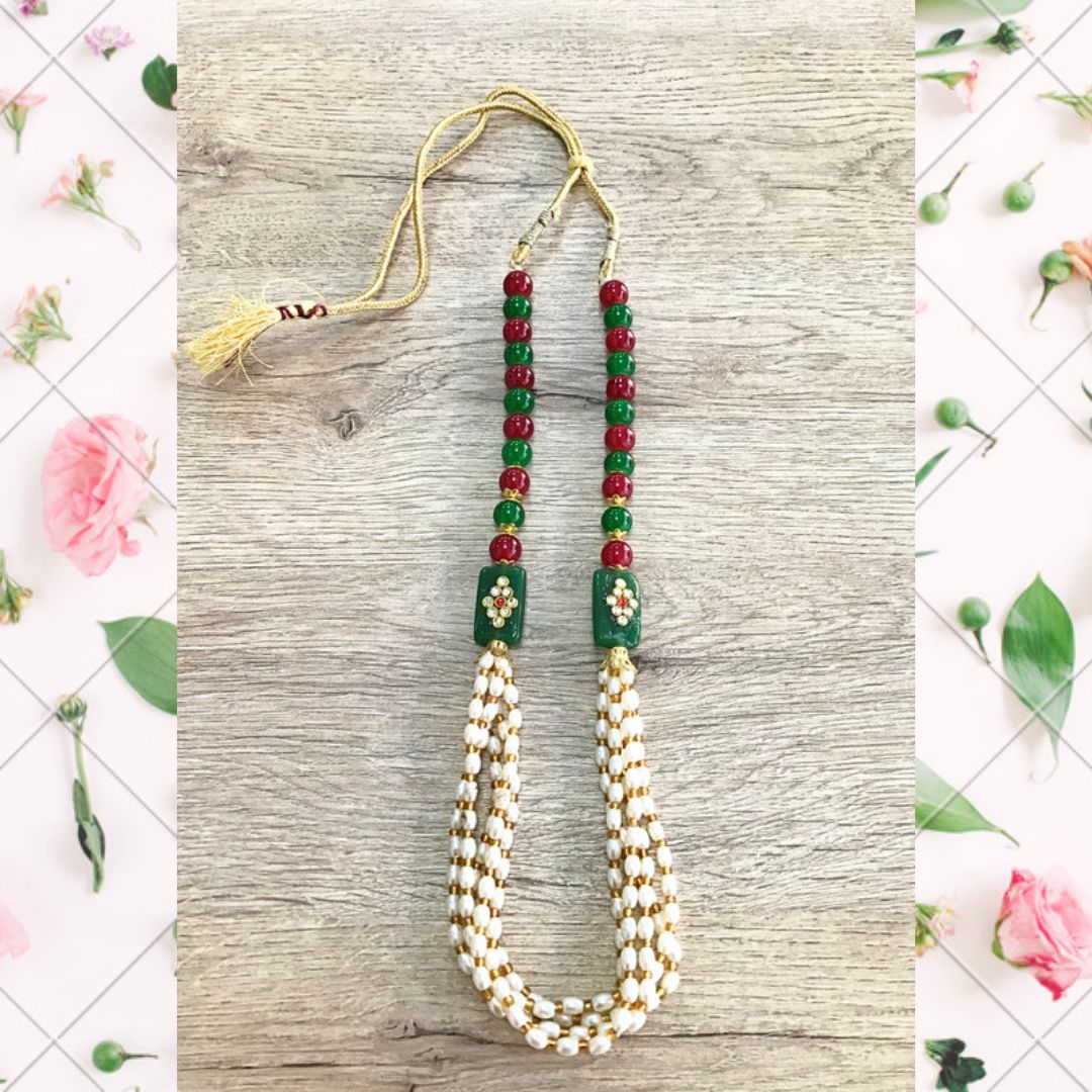 Artificial Pearl Long Multicolor Necklace |
