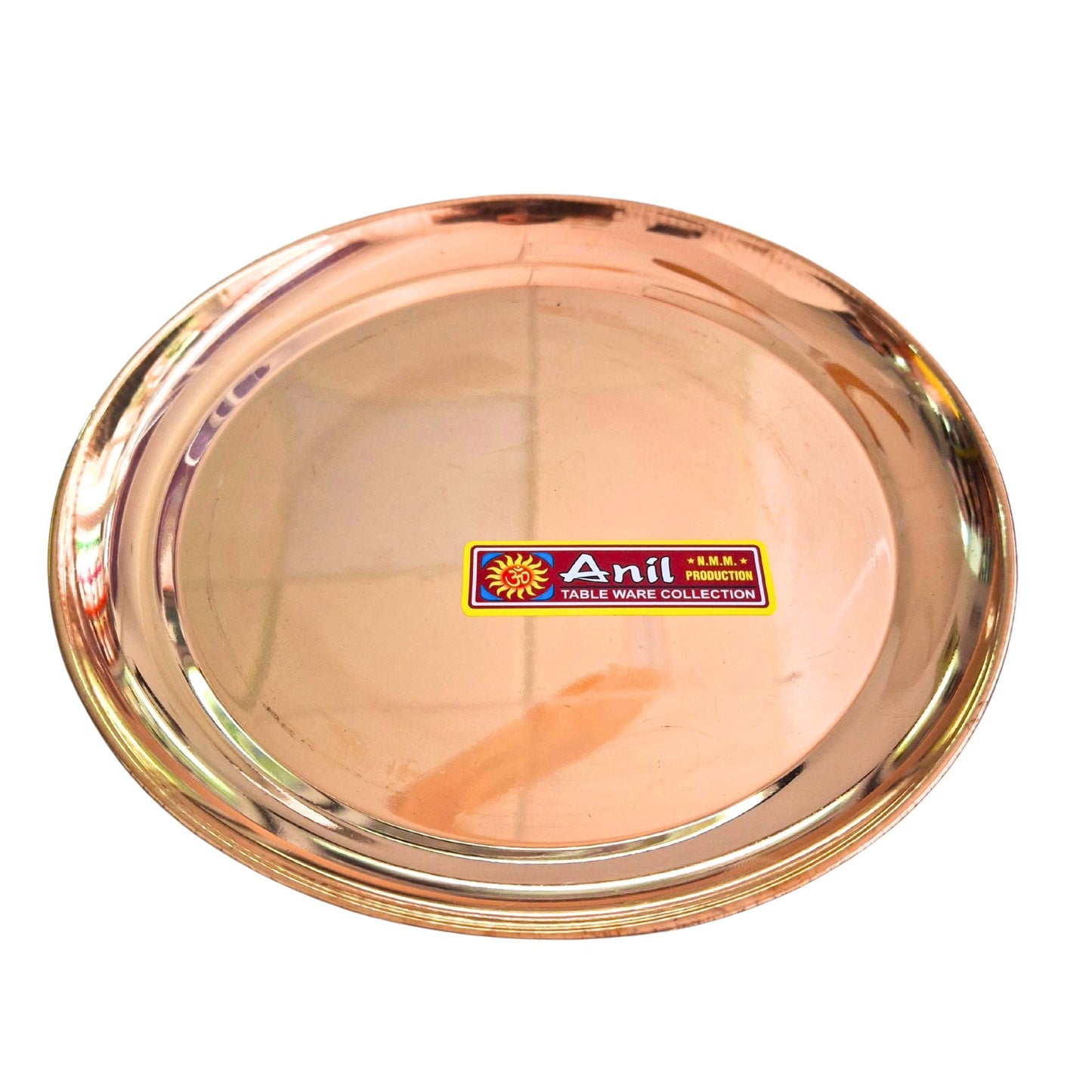 Plato de cobre para pooja thali | Copper Pooja Thali Plate for Pooja (Dia 7'4inch)
