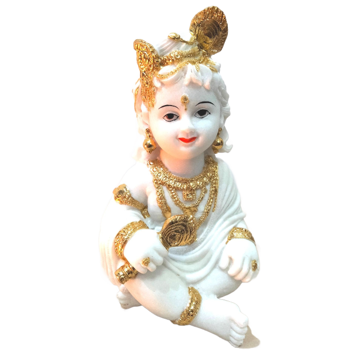 Lord Krishna Statue in White Marble (Idol)