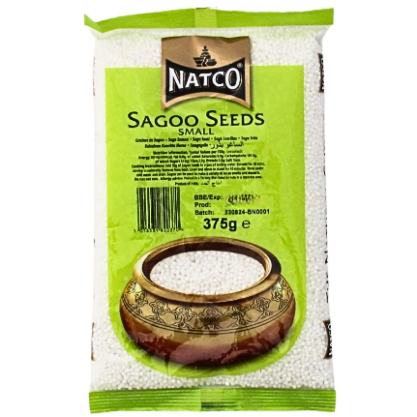 Fine Sago (Tapioca) Seeds | Sago Seeds | Sabudana S. 375g Natco