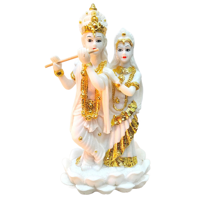 सफेद संगमरमर में राधा और कृष्ण की मूर्तियाँ (मूर्ति) | सफेद संगमरमर में भगवान राधा कृष्ण की मूर्ति (मूर्ति)