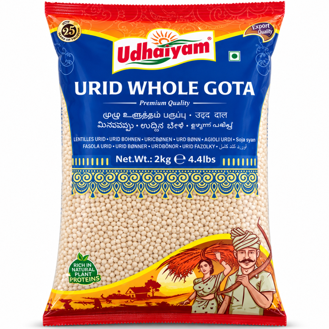 Frijol negro Pelado (Vigna mungo) | Urid Whole Gotta 2kg Udhaiyam
