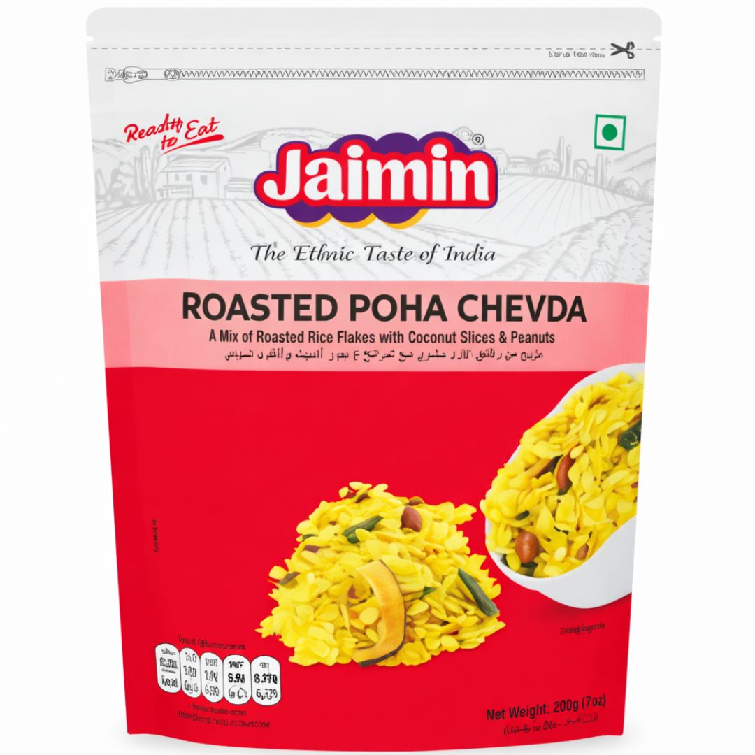 Aperitivos Poha Tostado Chevda | Thin Flattened Rice Snack Mix | Roasted Poha Chevda 200g Jaimin