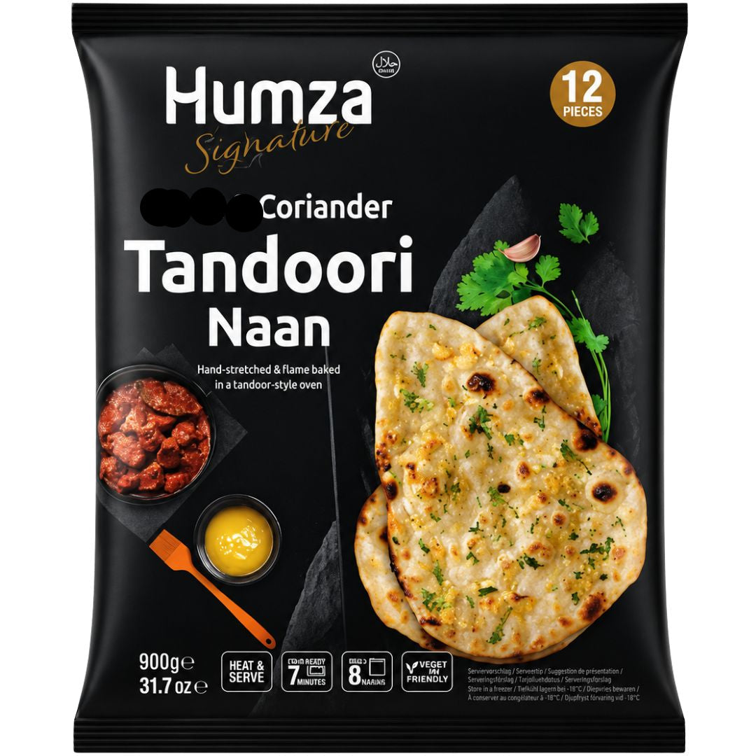 Pan de Naan al horno de Chilli y cilantro (Congelado) | Tandoori Chilli & Coriander Naan 300g/4pcs. Humza (Frozen)
