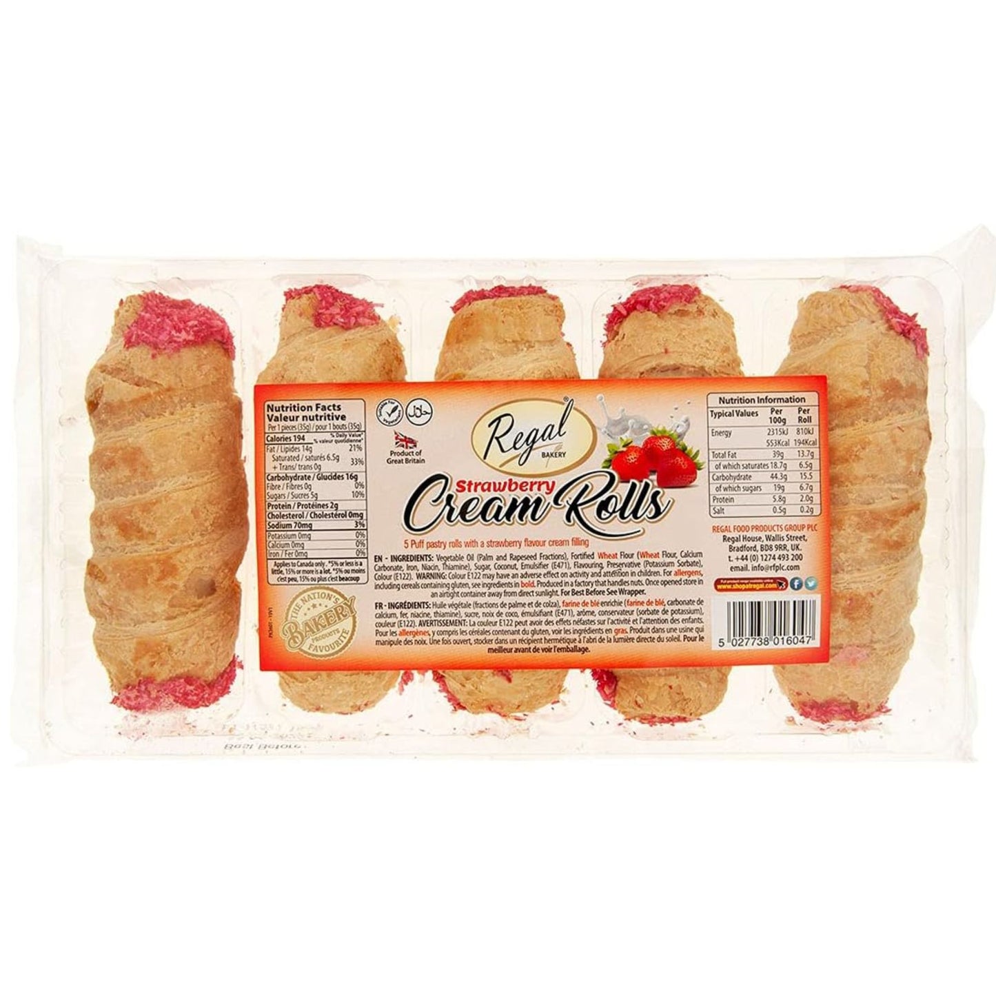 Rollitos de hojaldre rellenos de crema de fresa | Strawberry Cream Filled Puff Pastry Rolls 5pcs. Regal
