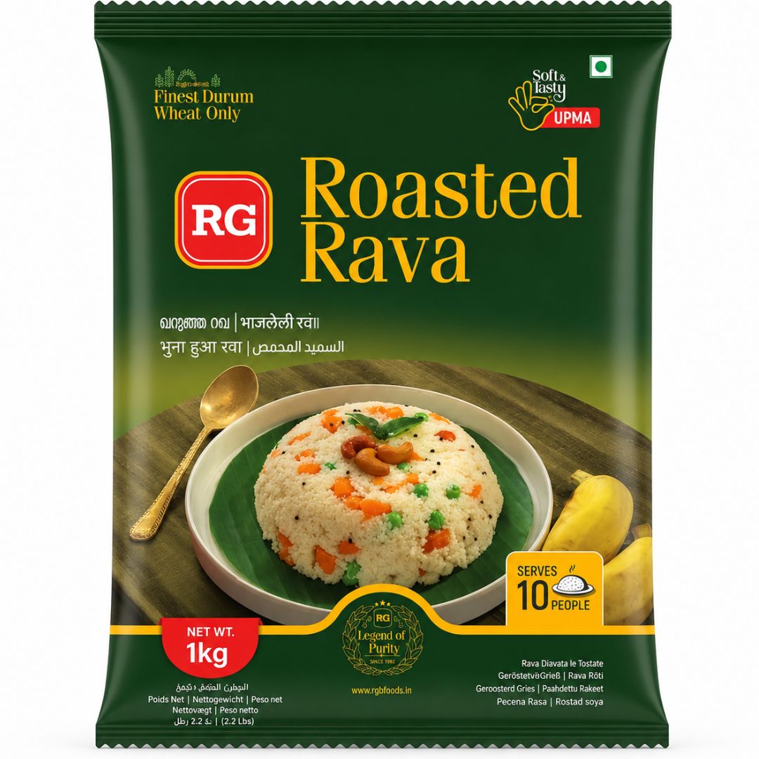 Sémola tostada | Roasted Semolina | Roasted Rava (Sooji/Suji) 1kg RG