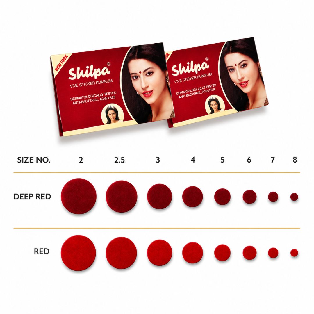 Bindi Rojo Intenso | Velvet Sticker Kumkum | Bindi Deep Red in colour and Size-5 Shilpa