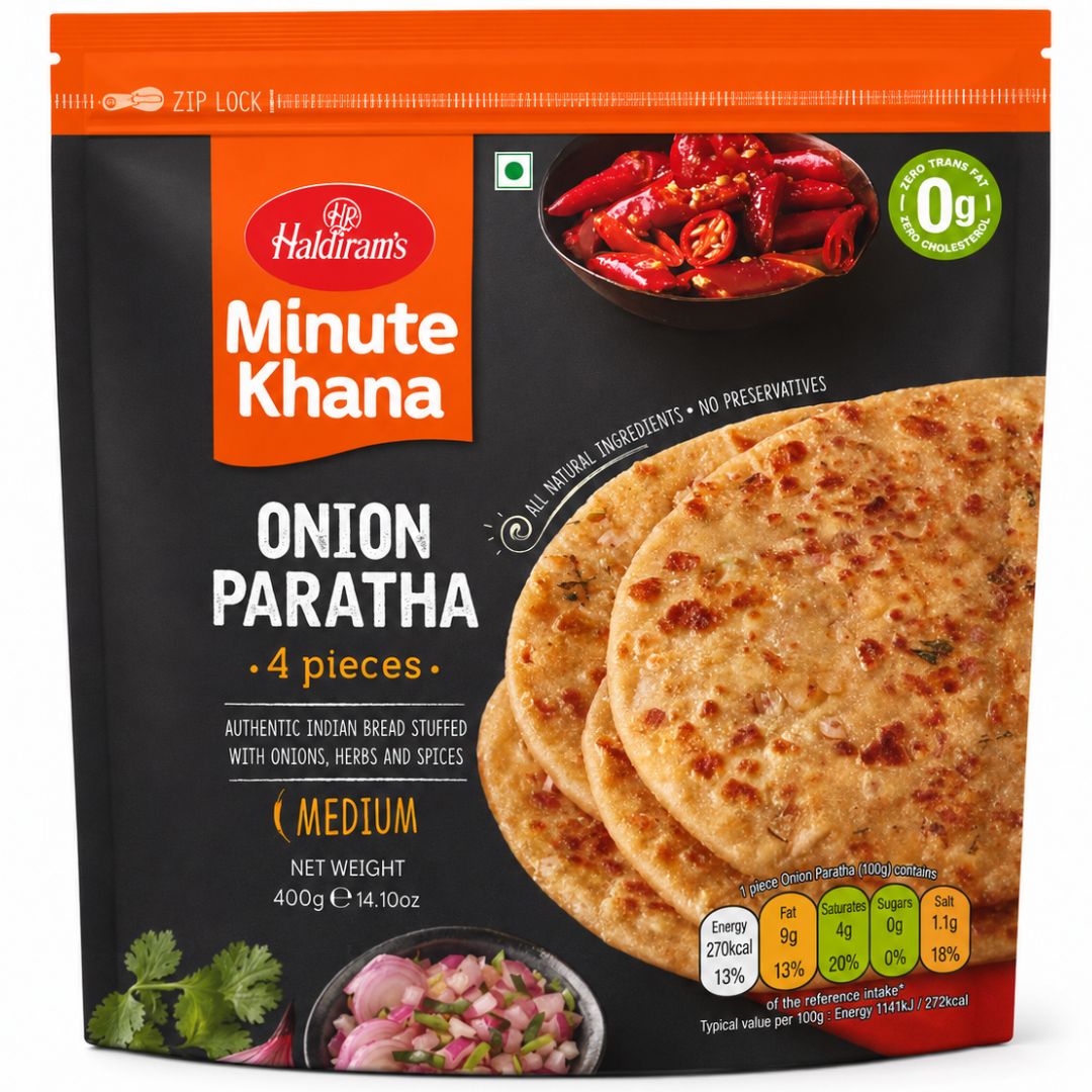 Pan relleno de Cebolla con especias (Congelado) | Onion Paratha 400g/4pcs. Haldiram's (Frozen)
