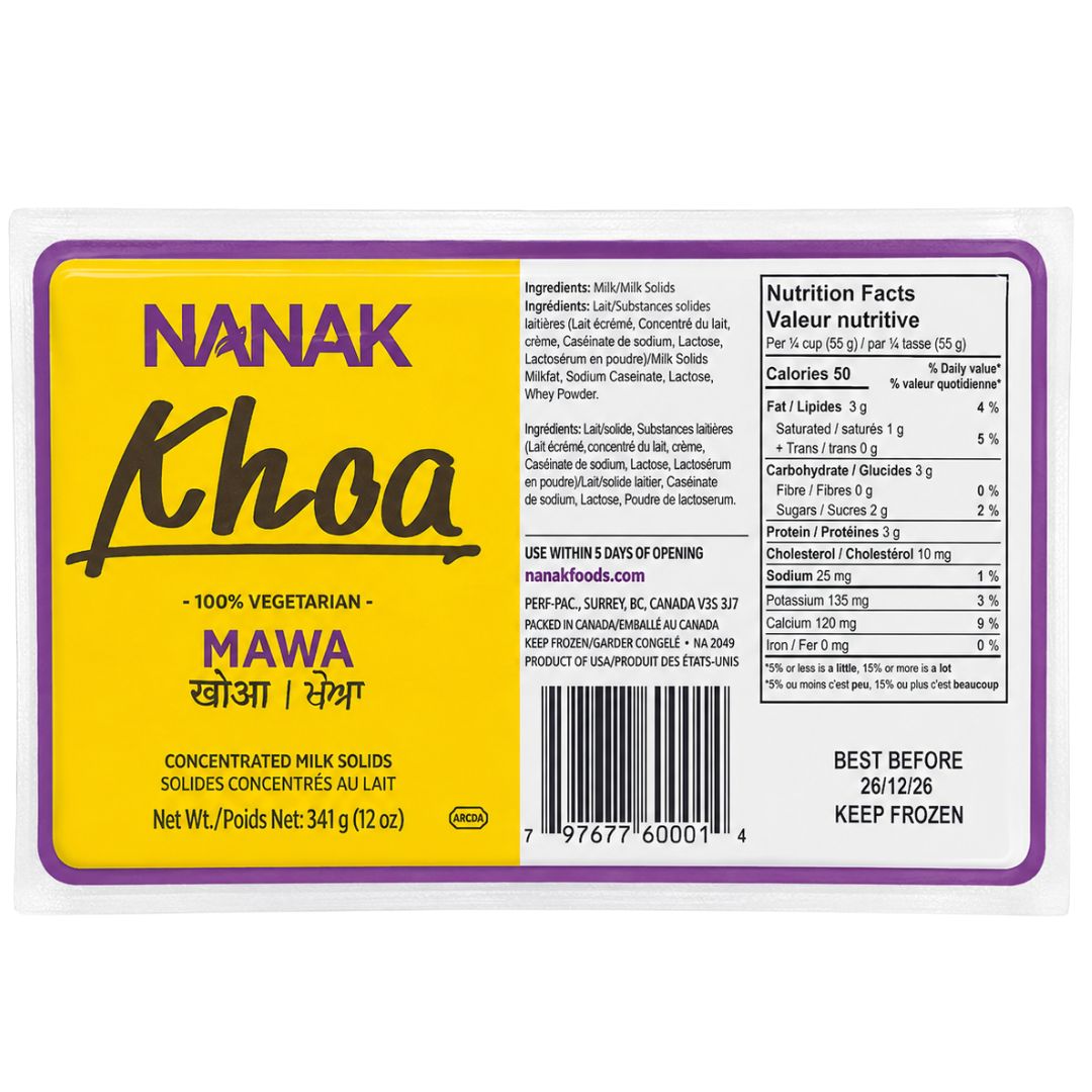 Sólidos de leche concentrados bloque (Congelado) | Concentrated Milk Solids| Khoa (Mawa) 341g Nanak (Frozen)