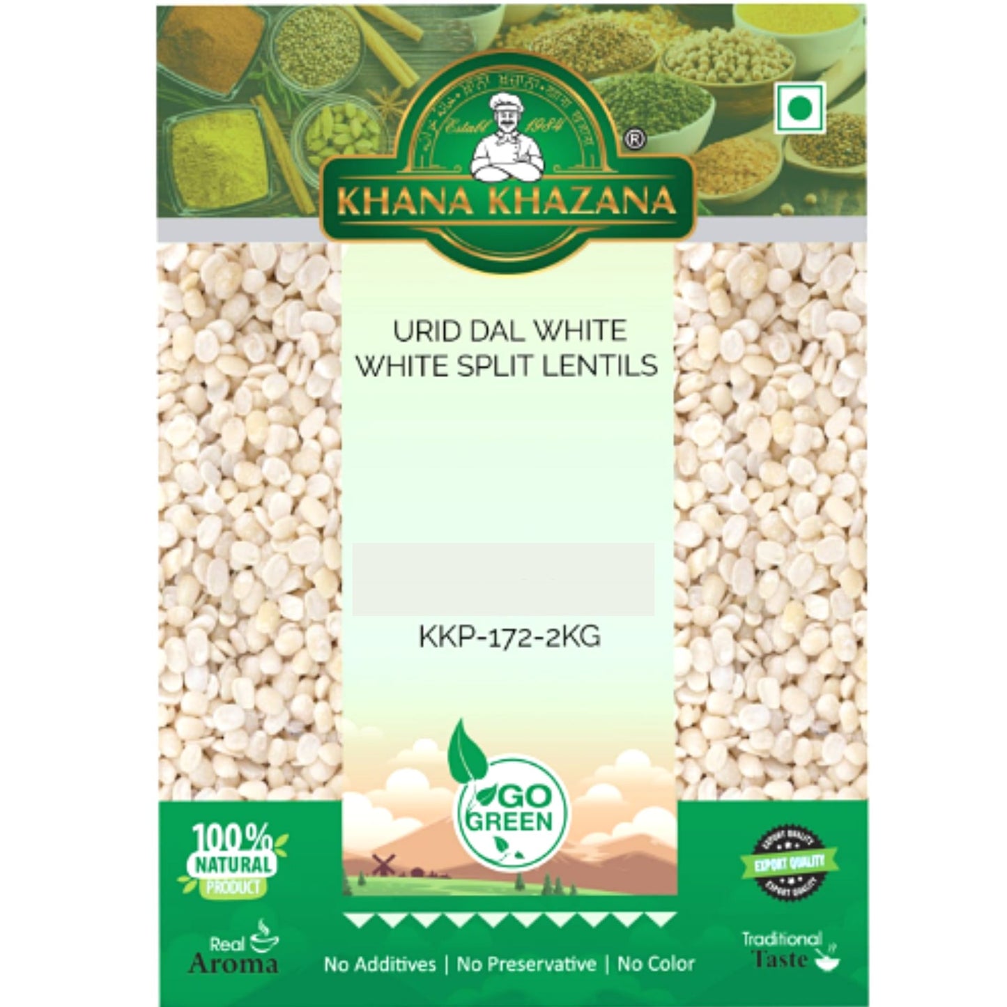 Frijol blanco Partido y Pelado (Vigna mungo) | Urid dal White 2kg Khana Khazana