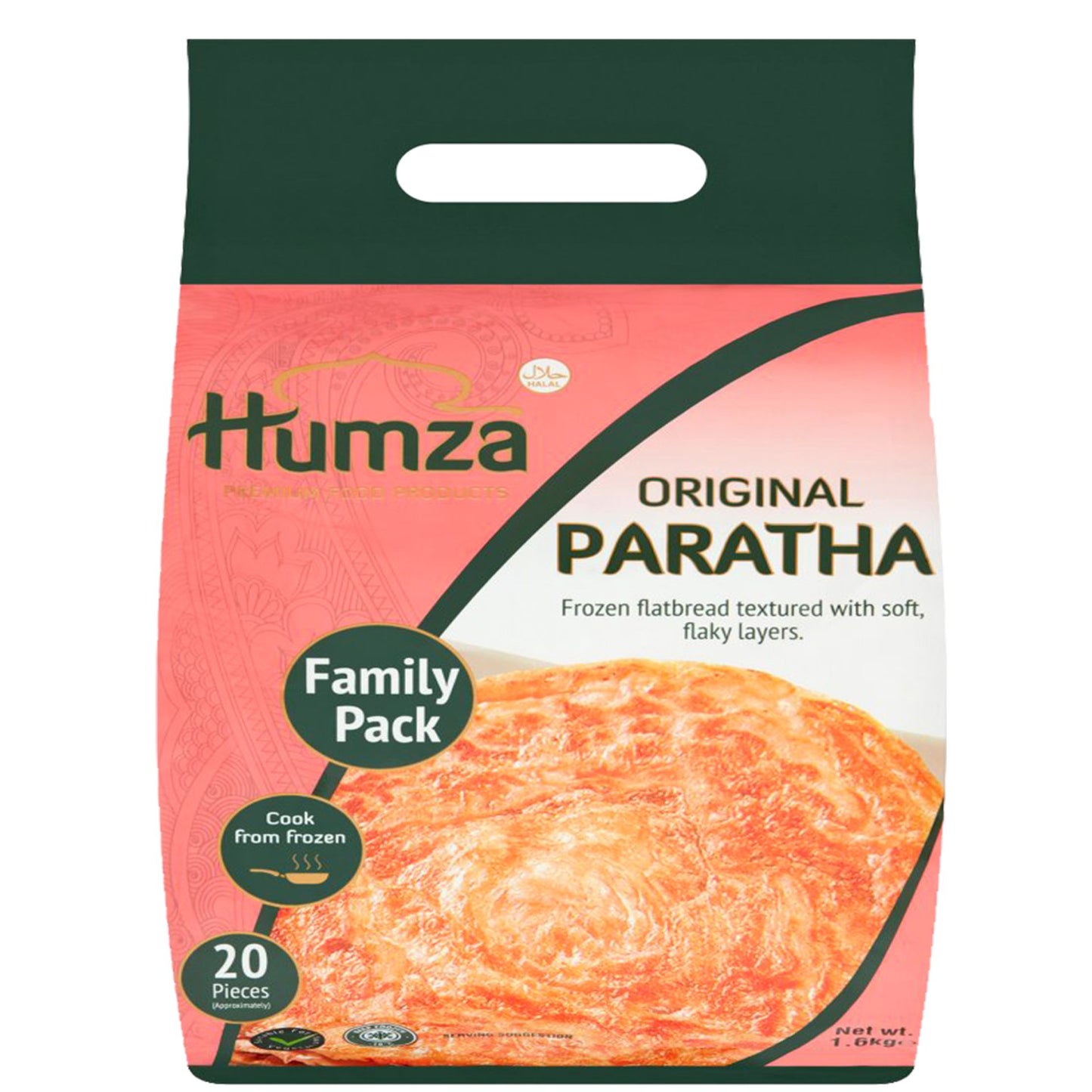 Pan plano Indio Paratha (Congelado) | Plain Original Paratha Family Pack 1.6kg/20pcs. Humza (Frozen)