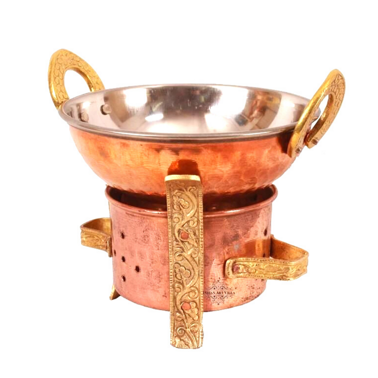Copper Sigdi with Brass Bracket | Anghithi | Copper Sigdi with Brass Bracket for 2 Portions