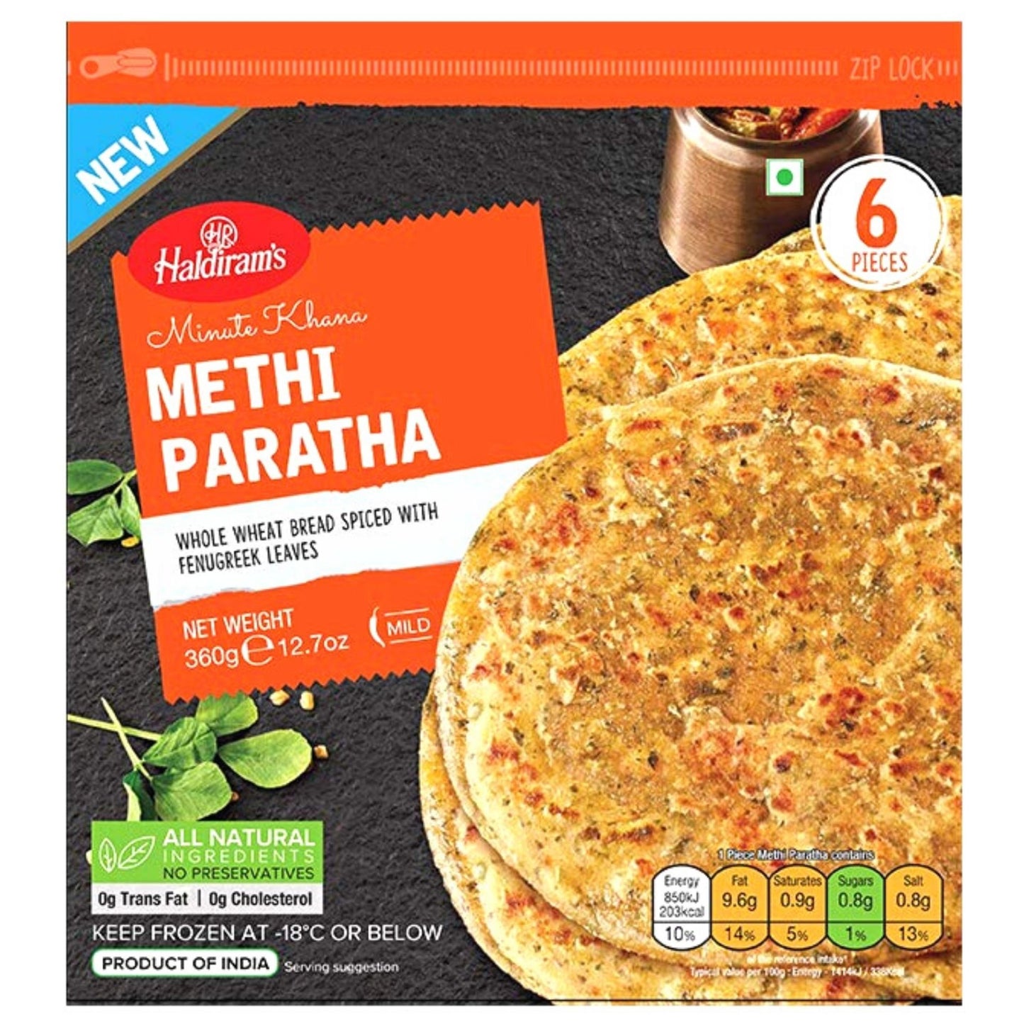 Bread stuffed with fenugreek leaves and spices | Methi Paratha 300g/6 pcs. Haldiram