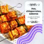 Paneer Tikka: Juicy pieces of Paneer Tikka grilled with bell peppers, capturing the smoky and spicy essence of this popular Indian appetizer.