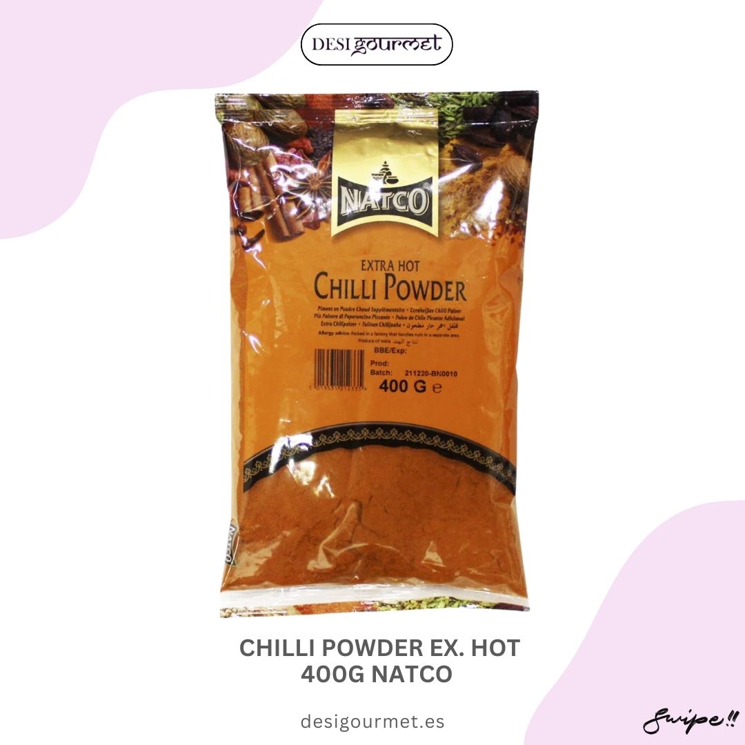 Chilli Powder Ex. Hot 400G Natco: Add a fiery kick to your dishes with Natco Extra Hot Chilli Powder. Perfect for spice lovers, this 400g pack boosts flavor and metabolism. desighubourmet.com