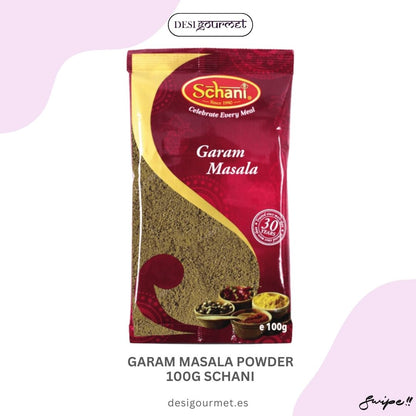 Garam Masala Powder 100g Schani: "Enhance your dishes with Schani Garam Masala Powder. This aromatic blend of spices adds warmth and flavor to any recipe. Perfect for curries, biryanis, and more."