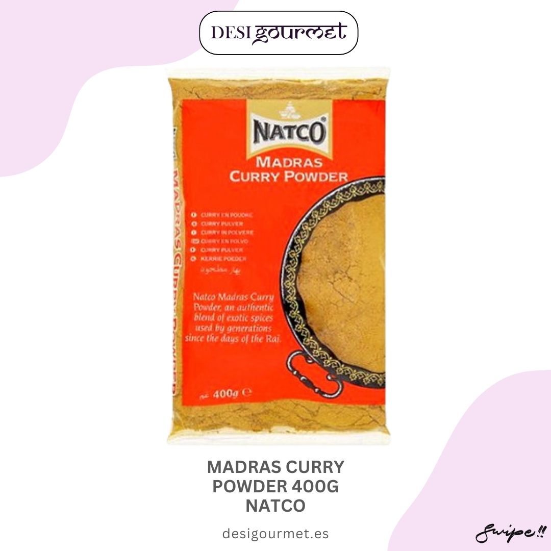Madras Curry Powder 400g Natco: "Experience the authentic flavor of Madras Curry Powder by Natco. A rich blend of spices perfect for adding heat and depth to your dishes. Shop now at desighubourmet.com."