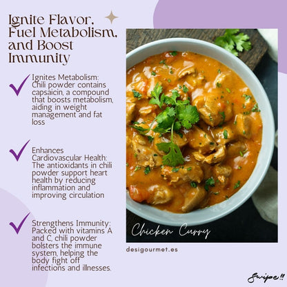 Ignite Flavor, Fuel Metabolism, and Boost Immunity: Boost your metabolism and immunity with this spicy chicken curry made with chili powder. Packed with antioxidants and vitamins. desighubourmet.com