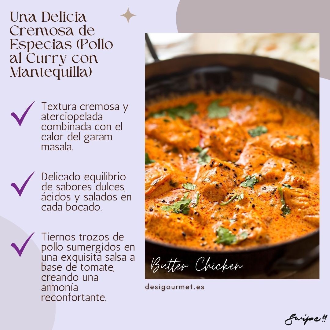 Creamy texture combined with garam masala warmth. Sweet, acidic, and salty flavors in every bite. Tender chicken in tomato-based sauce, creating a comforting harmony.