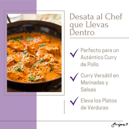 Desata al Chef que Llevas Dentro: "Perfect for an authentic chicken curry. Versatile in marinades and sauces. Elevate your vegetable dishes with this flavorful curry blend."