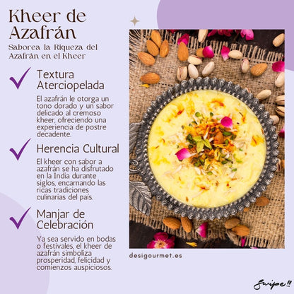 3. Kheer de Azafrán Meta Description: Experience the decadent and velvety texture of saffron-infused kheer. This traditional Indian dessert, enriched with the delicate flavor of saffron, embodies centuries of culinary heritage and is a celebratory favorite at weddings and festivals.  Keywords:  saffron kheer Indian dessert traditional kheer saffron recipes festive sweets creamy kheer