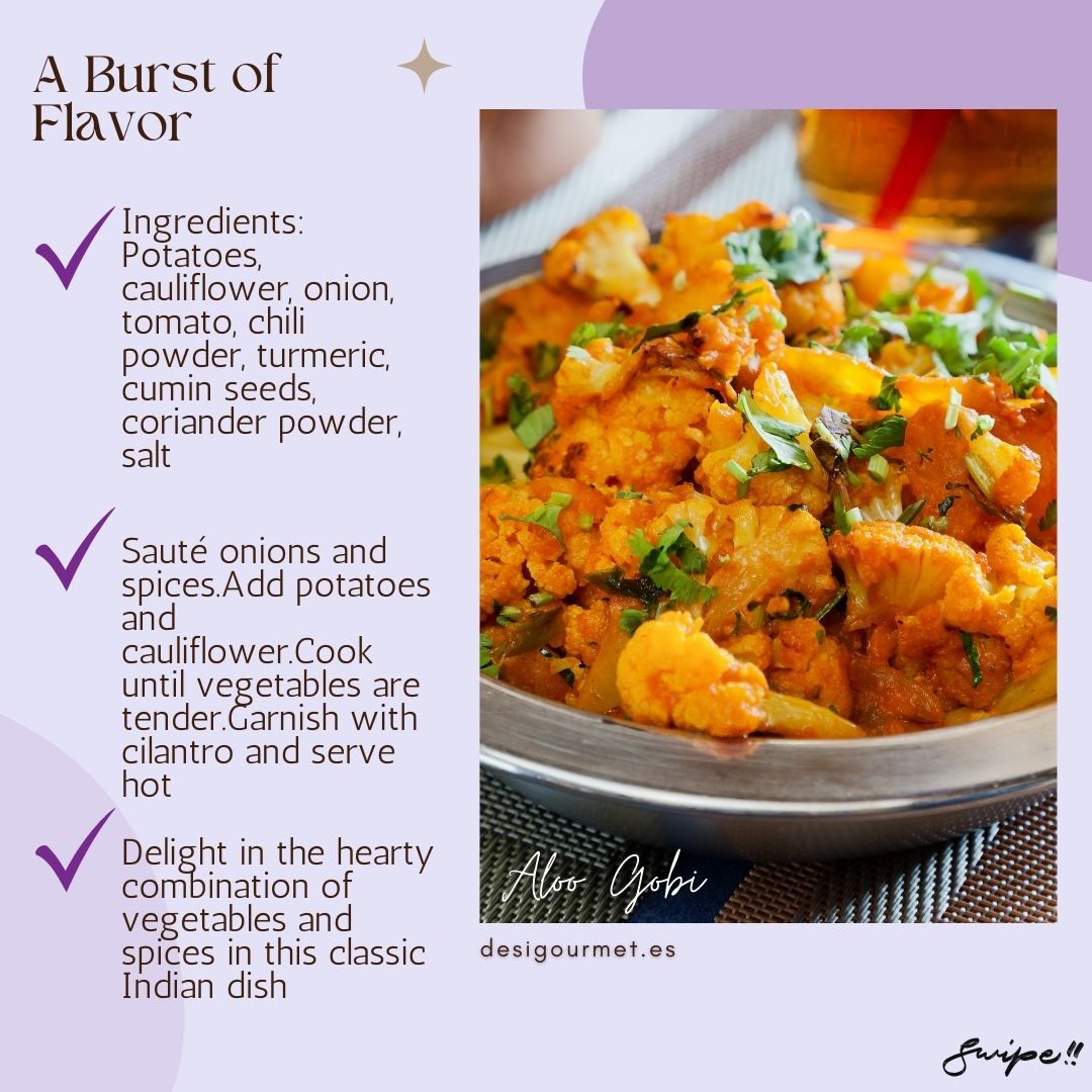 A Burst of Flavor: Enjoy the hearty combination of potatoes and cauliflower in this classic Aloo Gobi. Chili powder adds a burst of flavor to this delightful Indian dish. desighubourmet.com