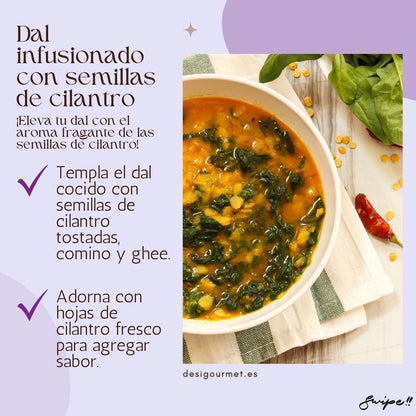 Meta Description: "Elevate your dal with the fragrant aroma of coriander seeds. Temper cooked dal with toasted coriander seeds, cumin, and ghee for a flavorful experience."