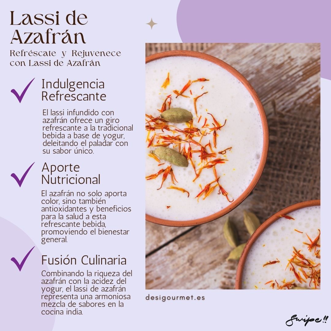 4. Lassi de Azafrán Meta Description: Refresh and rejuvenate with saffron-infused lassi. This traditional yogurt drink, enhanced with the unique flavor and nutritional benefits of saffron, offers a delightful culinary fusion that promotes overall wellness.  Keywords:  saffron lassi refreshing drink yogurt beverage saffron recipes nutritious lassi Indian fusion drink