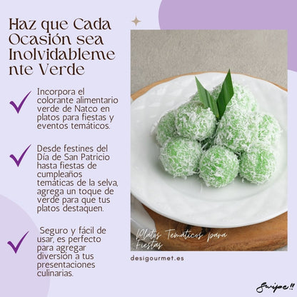 Incorporate Natco Green Food Colour Powder in dishes for themed parties and events. From St. Patrick’s Day festivities to jungle-themed birthday parties, add a touch of green to make your dishes stand out. Safe and easy to use, it's perfect for adding fun to your culinary presentations.