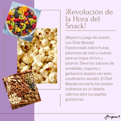 ¡Revolución de la Hora del Snack!  Meta Description: "Transform your snack time with Chunky Chat Masala! Sprinkle over fruits, popcorn, or nuts for a tangy, spicy treat. desighubourmet.com"