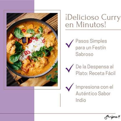 ¡Delicioso Curry en Minutos!: "Simple steps for a delicious feast. From pantry to plate with an easy recipe. Impress with the authentic taste of Indian curry."