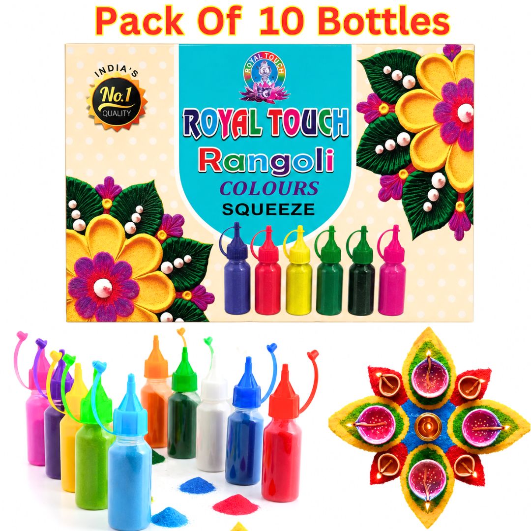 Polvo de color Rangoli | Rangoli Multicolour in Special Squeeze Bottles (10bottles) 1kg