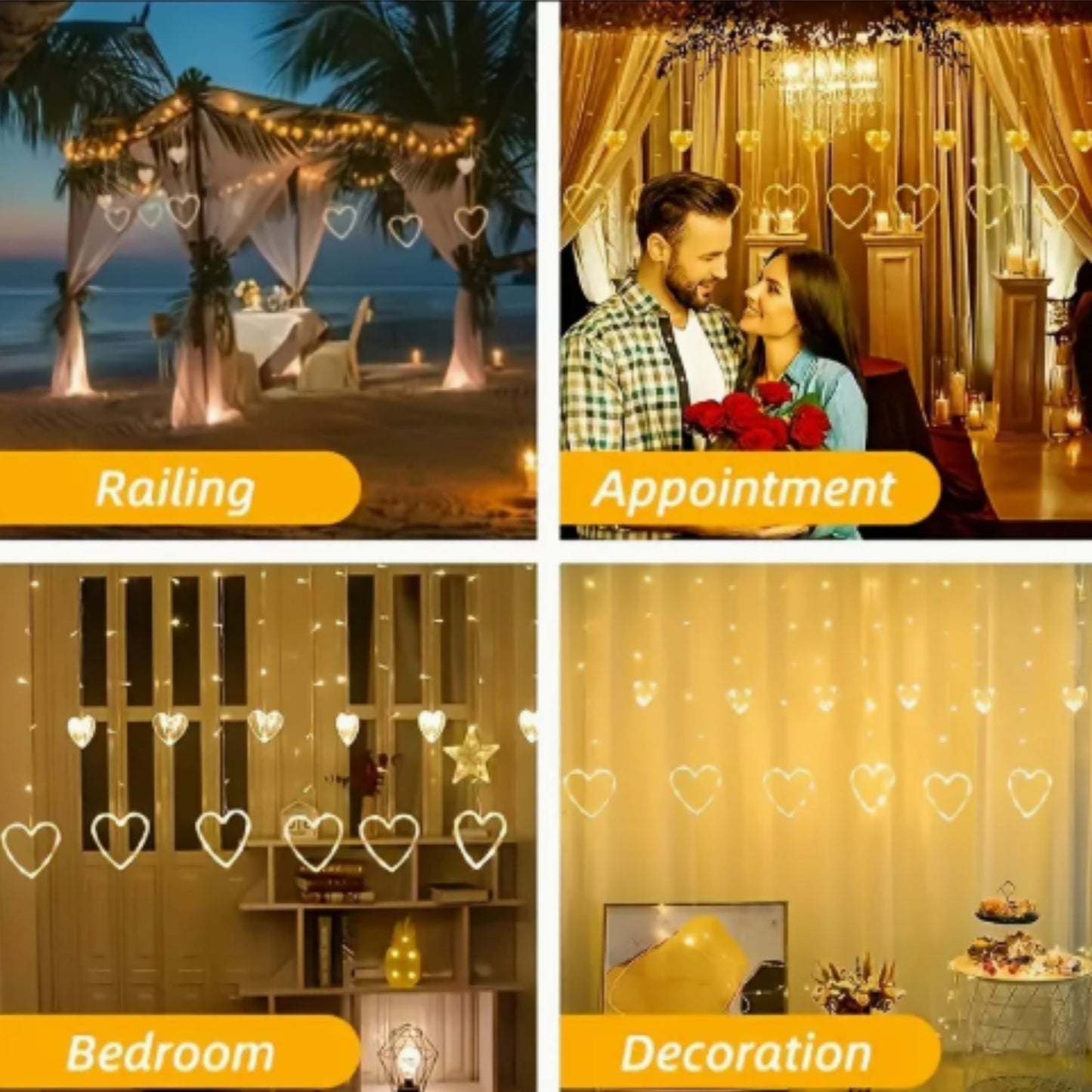 LED String Lights for Decoration | LED String Lights, Heart string Lights ,3.5m/11.5ft 138 LEDs for any Festival (Warm White)