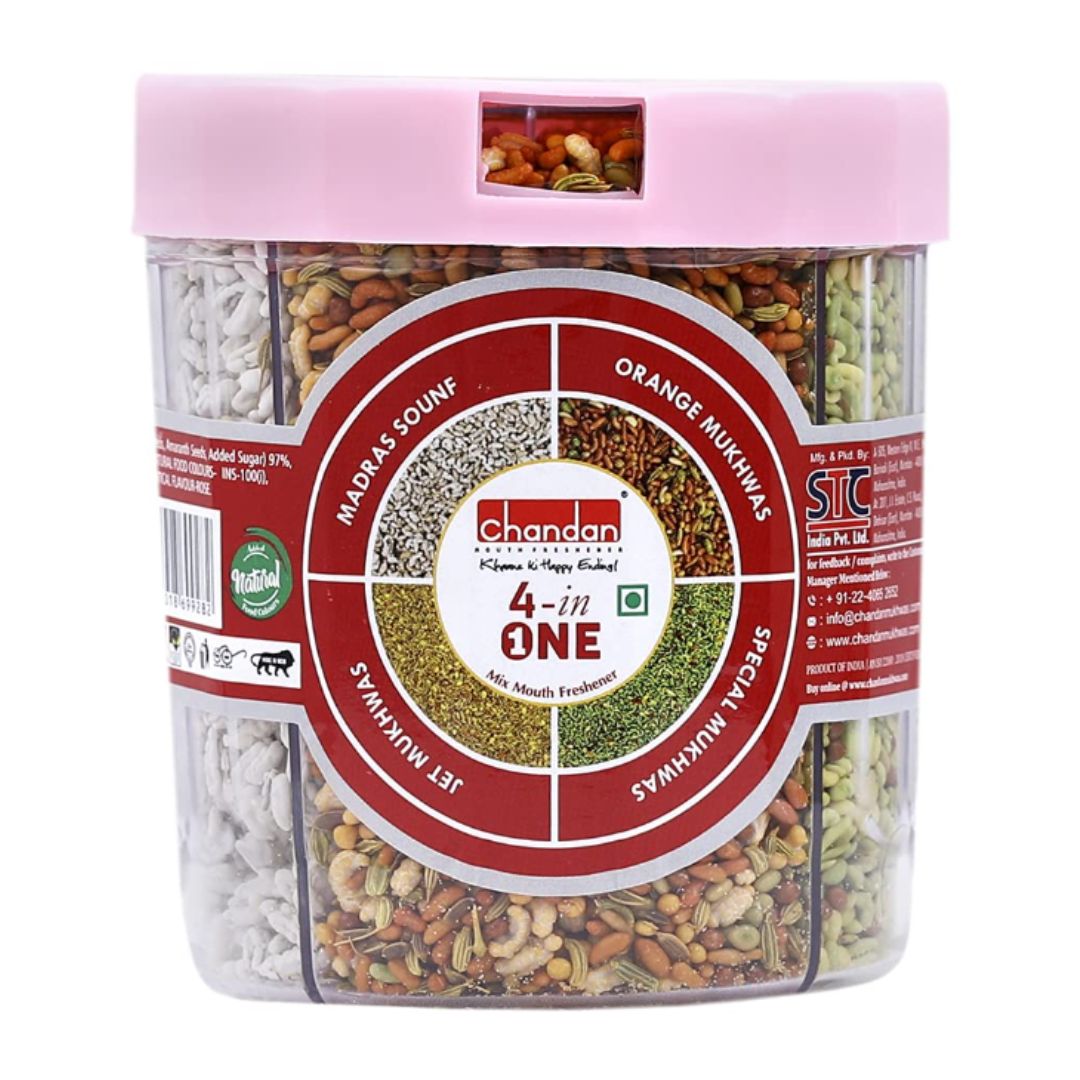 Masticable Digestivo refrescante | Mixed Mouth Freshener | Mukhwas 4 in 1 Tin 225g Chandan