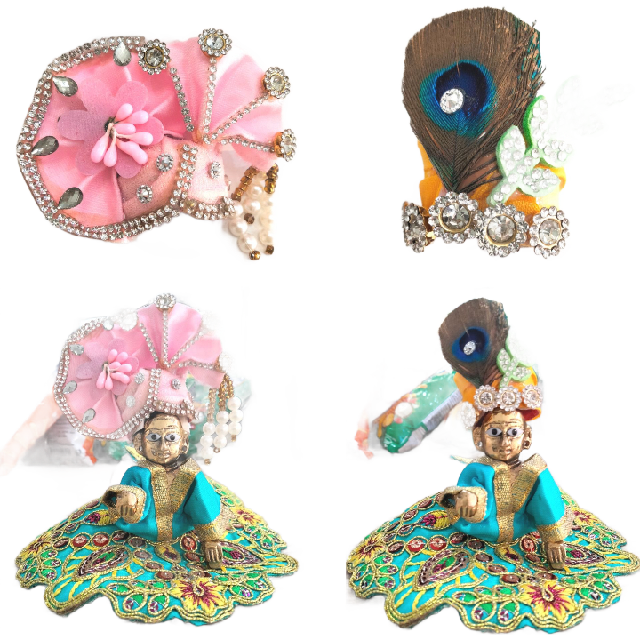 Adorno para la cabeza  | Designer Crown for god | Designer Mukut for pooja (size 2)
