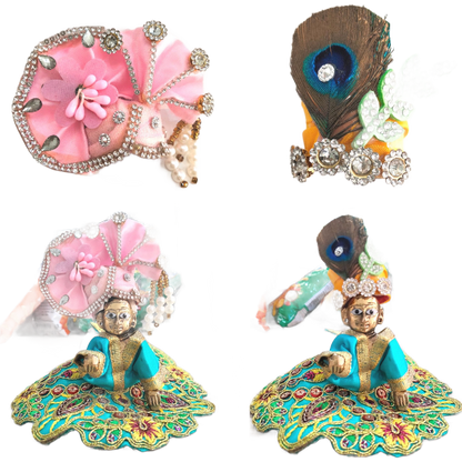 Adorno para la cabeza  | Designer Crown for god | Designer Mukut for pooja (size 2)