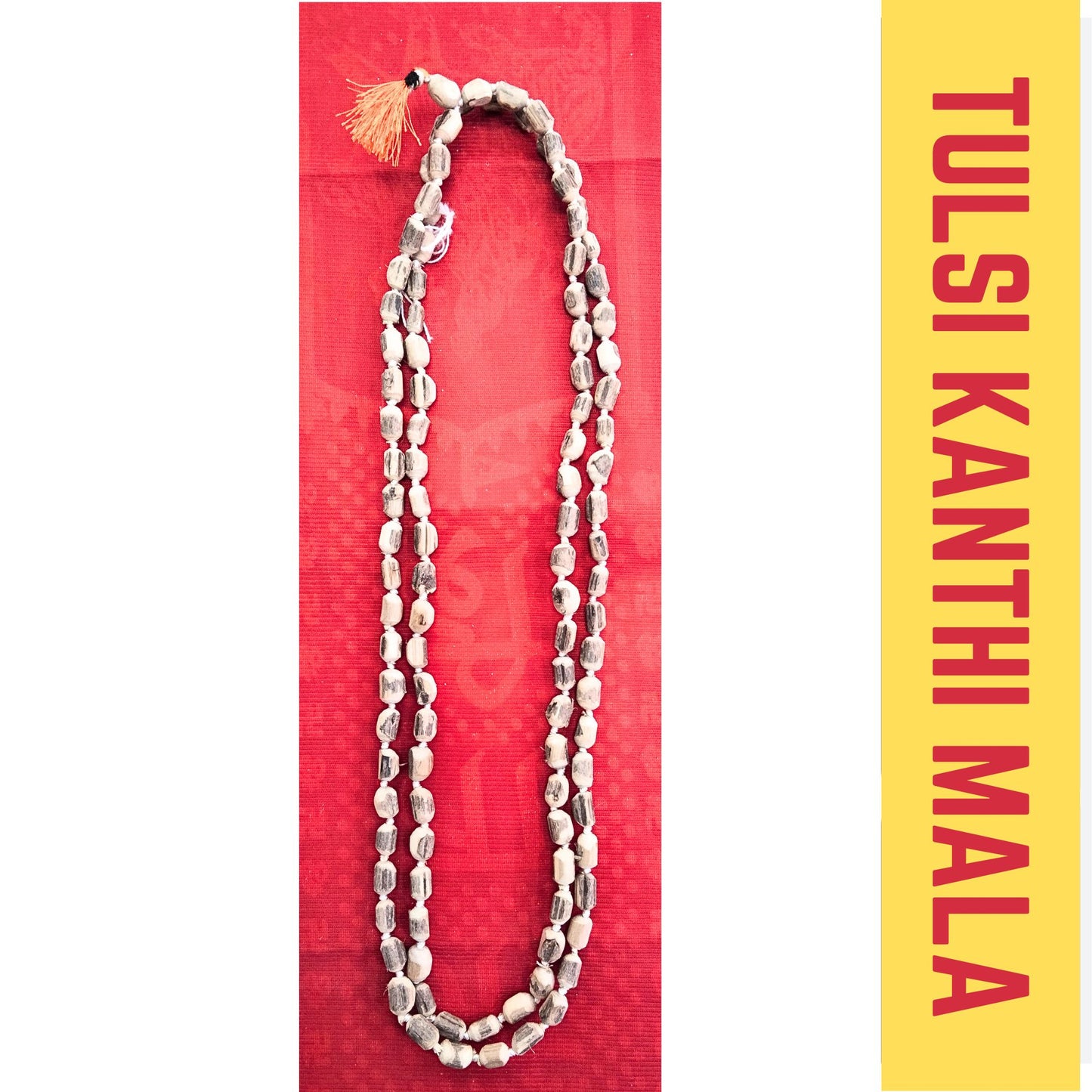 Natural Basil Wood Garland | Natural Basil Wood Garland | Tulsi Kanthi Mala with Large Beads (L)