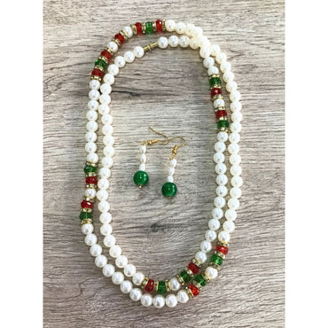 Joyas artificiales Collar largo multicolor de perlas | Artificial Pearl Long Multicolour Necklace Set