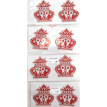 Pegatina para decoración | Kalash with Swastik or Kalash Sticker Red handcrafted for Home Decoration