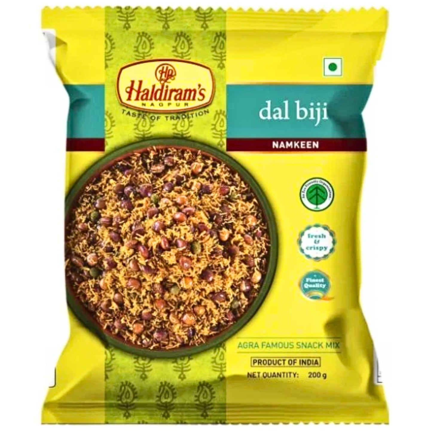 Haldiram's Dal Biji 200g: Perfect party snack with crunchy texture, rich protein, and authentic Indian flavor. Buy now from desighubourmet.com.