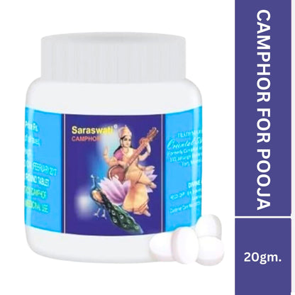 Camphor Evaporated (Kapoor) for Pooja 20g Saraswati