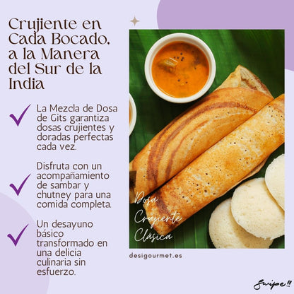 Golden and crispy classic dosa, made effortlessly with Gits Dosa Mix.