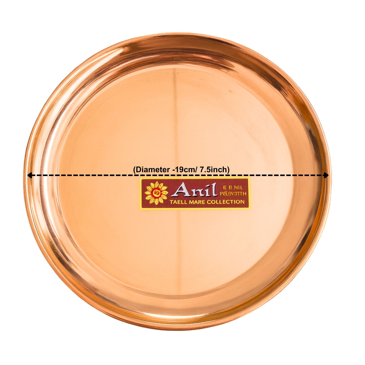 Plato de cobre para pooja thali | Copper Pooja Thali Plate for Pooja (Dia 7'4inch)