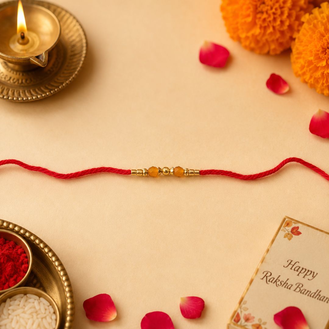 Pulseras | Rakhi with Red Thread Gold-Tone Beads (€0.50 per unit)