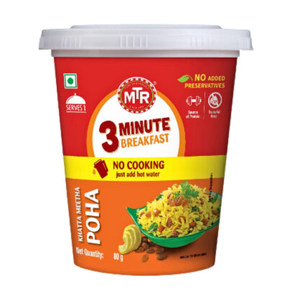 Instant Breakfast Poha Khatta Metha | Instant Poha Khatta Metha 80g MTR