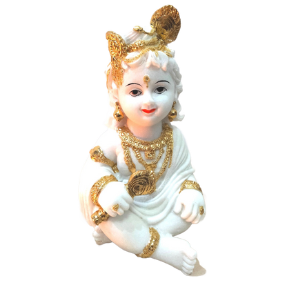 Lord Krishna Statue in White Marble (Idol)