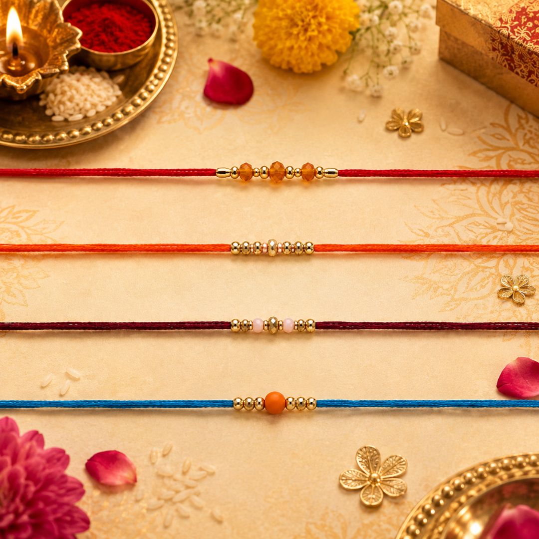 Pulseras | Rakhi with Blue Thread Gold-Tone Beads (€0.50 per unit)