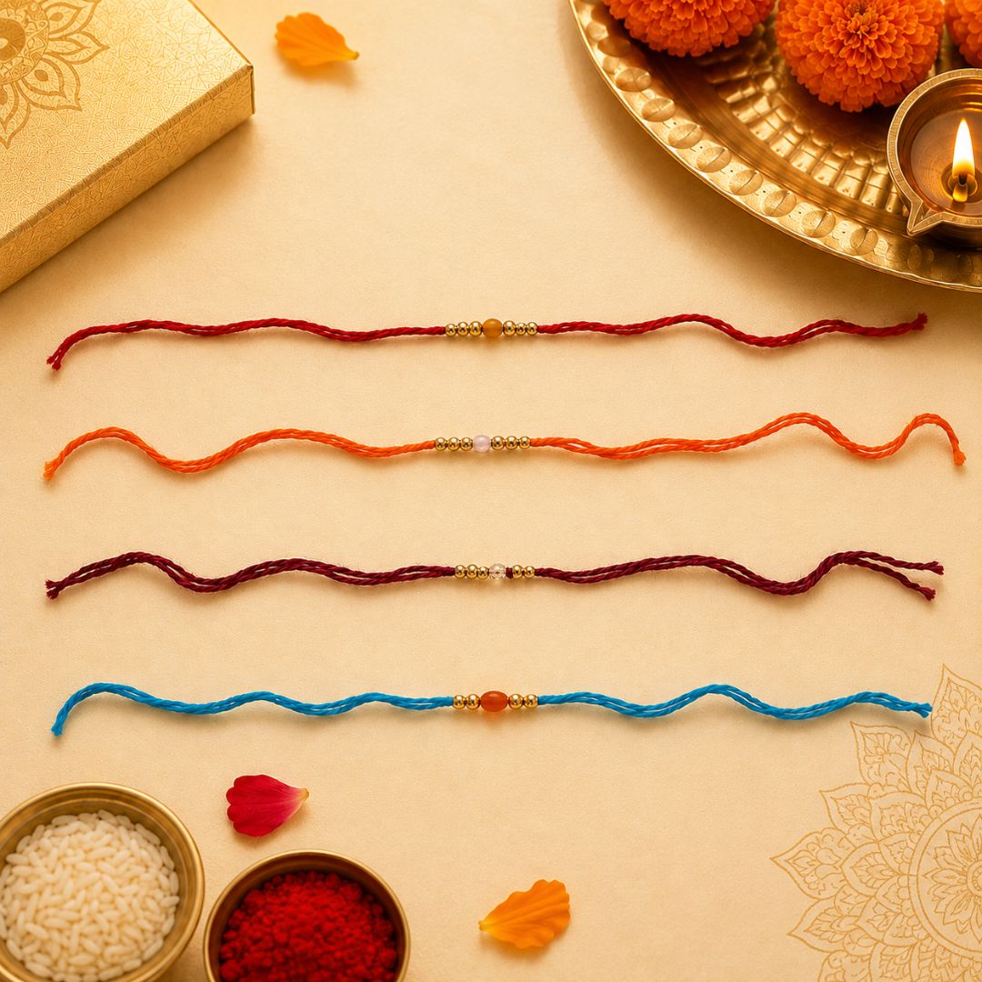 Pulseras | Rakhi with Blue Thread Gold-Tone Beads (€0.50 per unit)