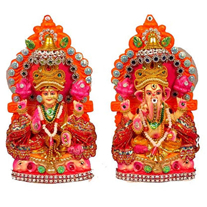 Estatua de Laxmi y Ganesha decorado | Lord Lakshmi and Ganesha Idol Statue for Pooja